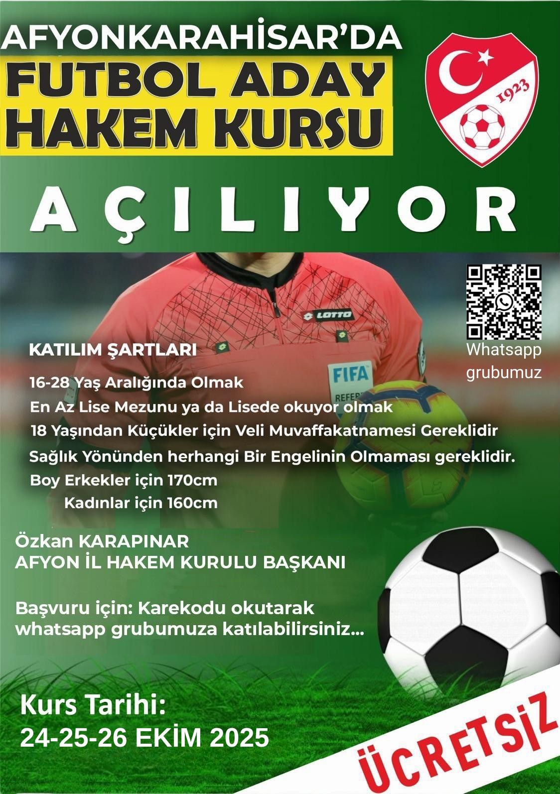 FUTBOL ADAY HAKEM KURSU AÇILIYOR